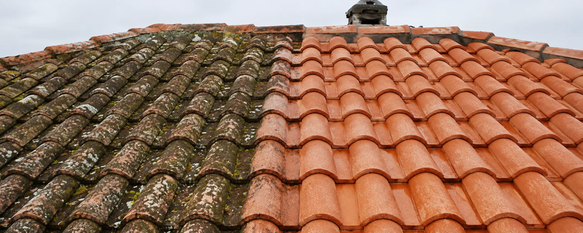 Clean roof after professional moss removal and washing on an Irish property